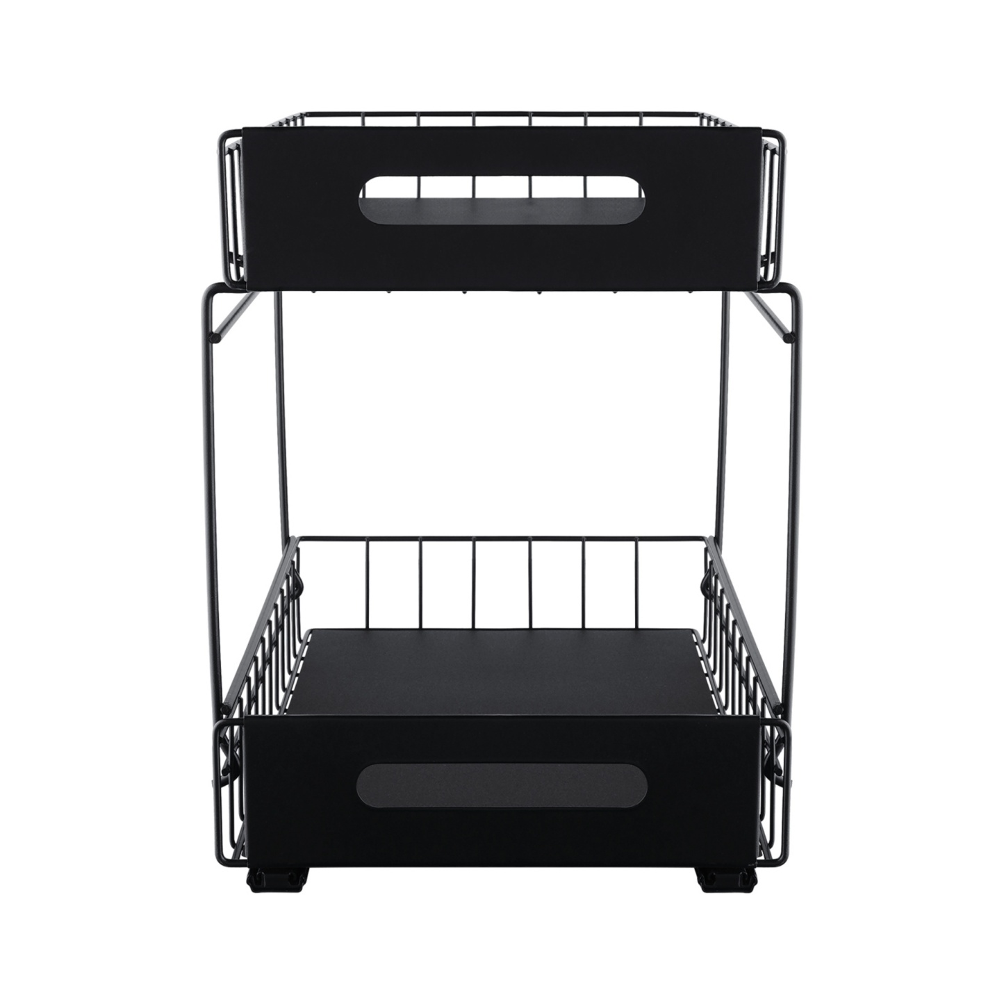 2 Tier Pull-Out Under Sink Organizer Rack Kitchen Bathroom Essentials Storage Pull-Out Cabinet Drawer Black