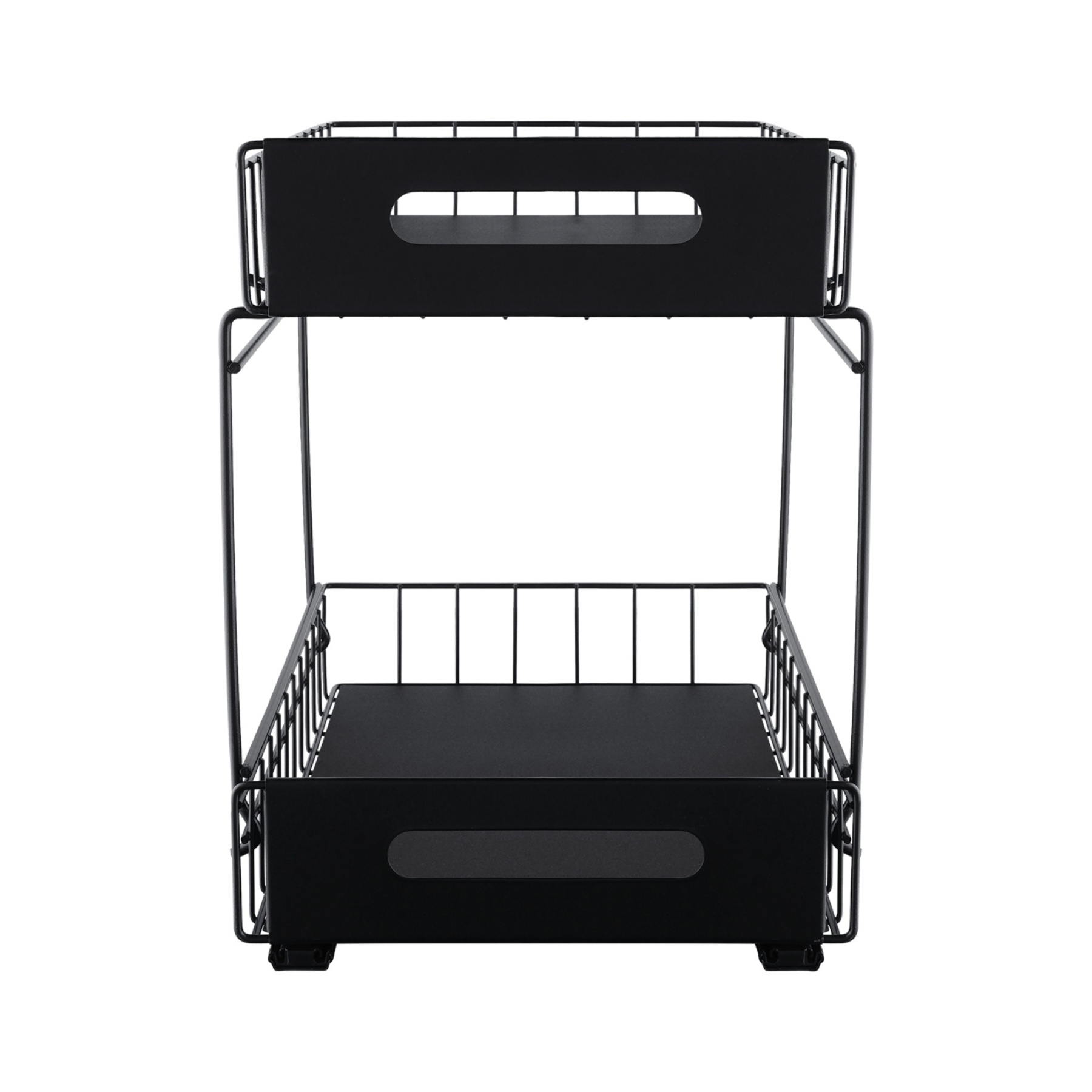 2 Tier Pull-Out Under Sink Organizer Rack Kitchen Bathroom Essentials Storage Pull-Out Cabinet Drawer Black