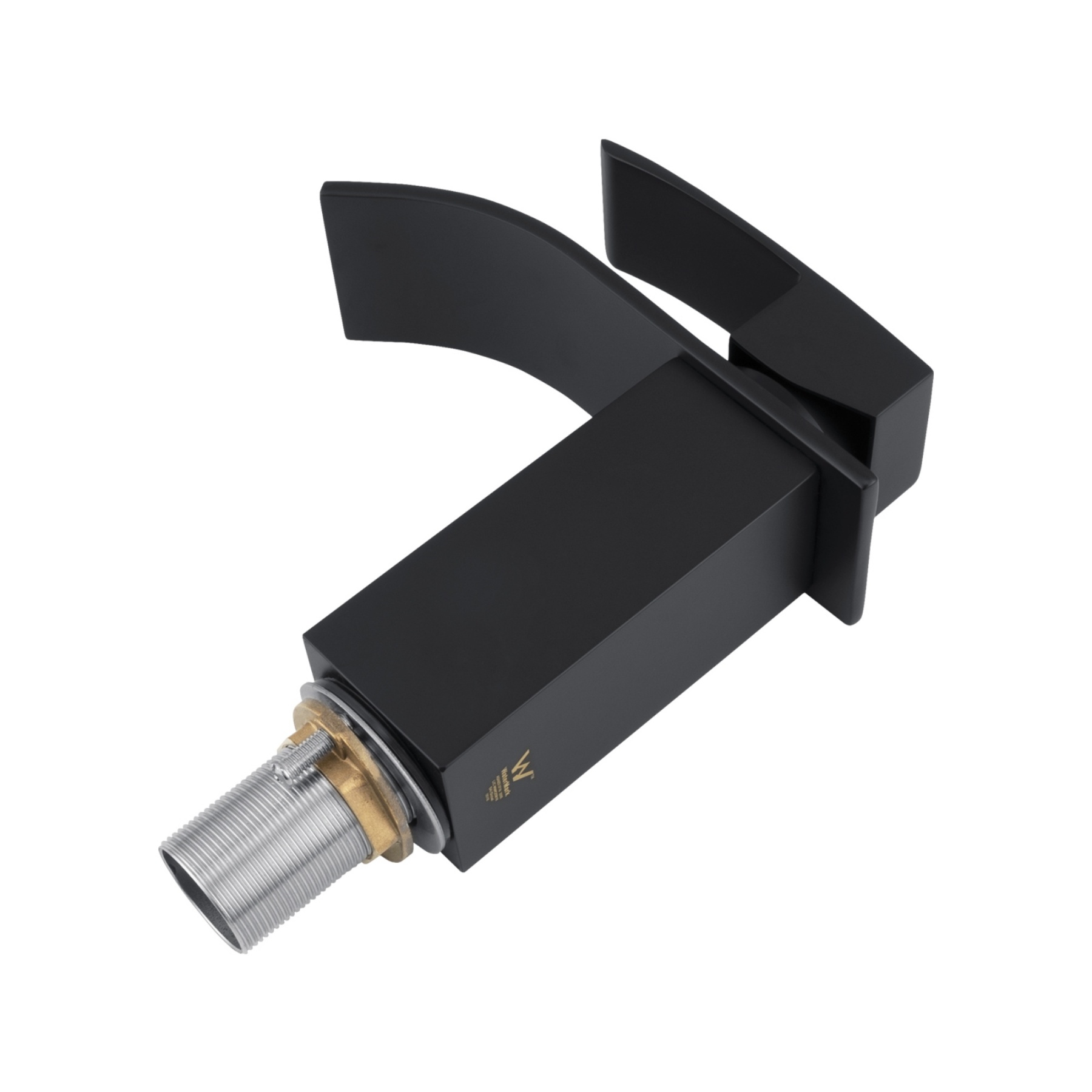 Square Brass Bathroom Basin Mixer Tap Laundry Sink Waterfall Spout Vanity Faucet Chrome/Black