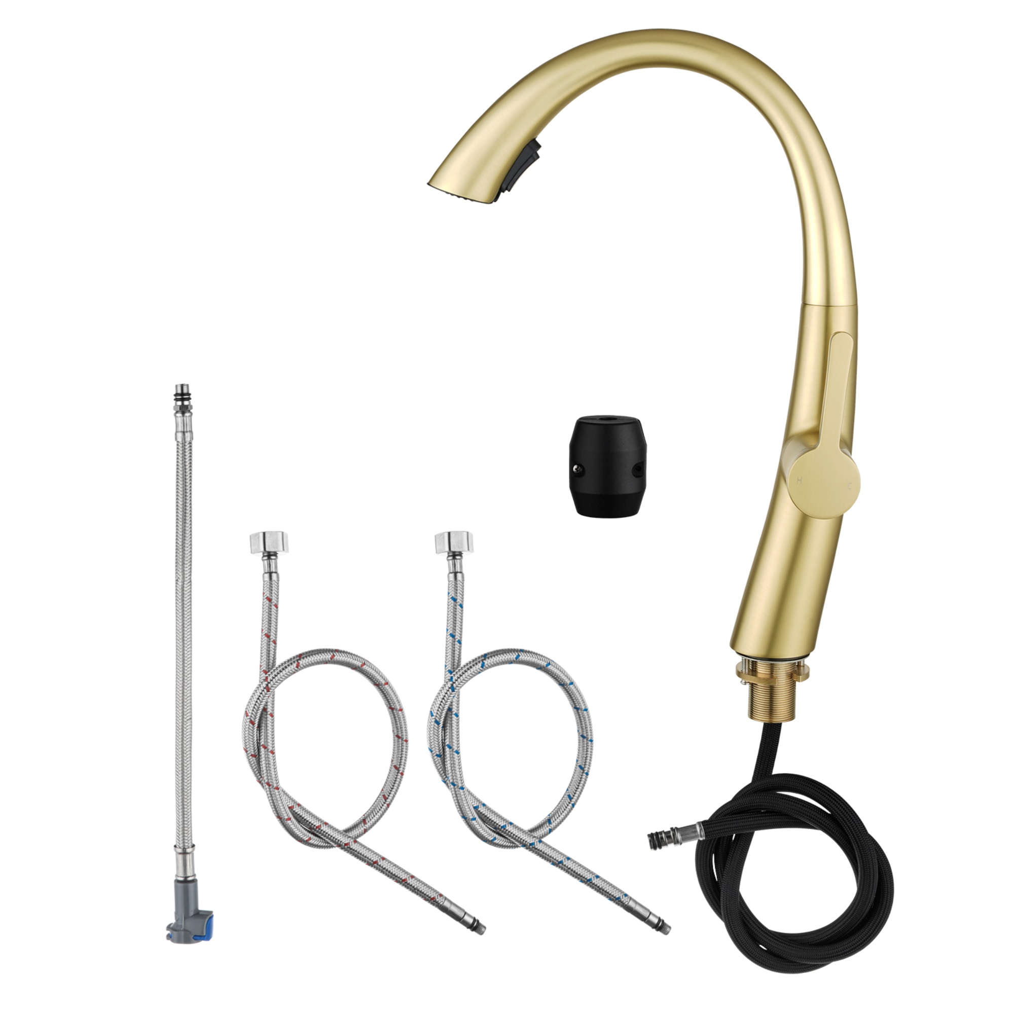 Brass 2 Spray Pattern Pull Out Kitchen Laundry Sink Basin Mixer Tap 360° Swivel Spout Deck-mounted Vanity Faucet Chrome/Black/Yellow Gold