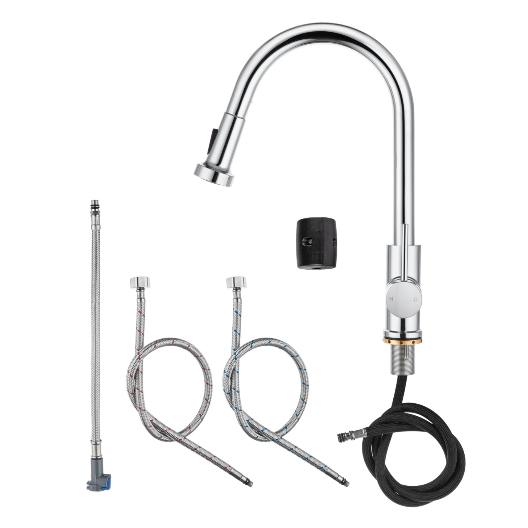 2 Function Pull-Out Button Spray Kitchen Sink Mixer Tap Laundry Basin Sink Swivel Faucet