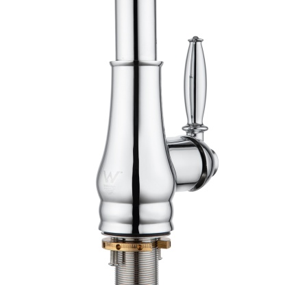 Round Pull-Out Kitchen Laundry Sink Mixer Tap 2 Function Spray 360° Swivel Faucet Chrome/Black