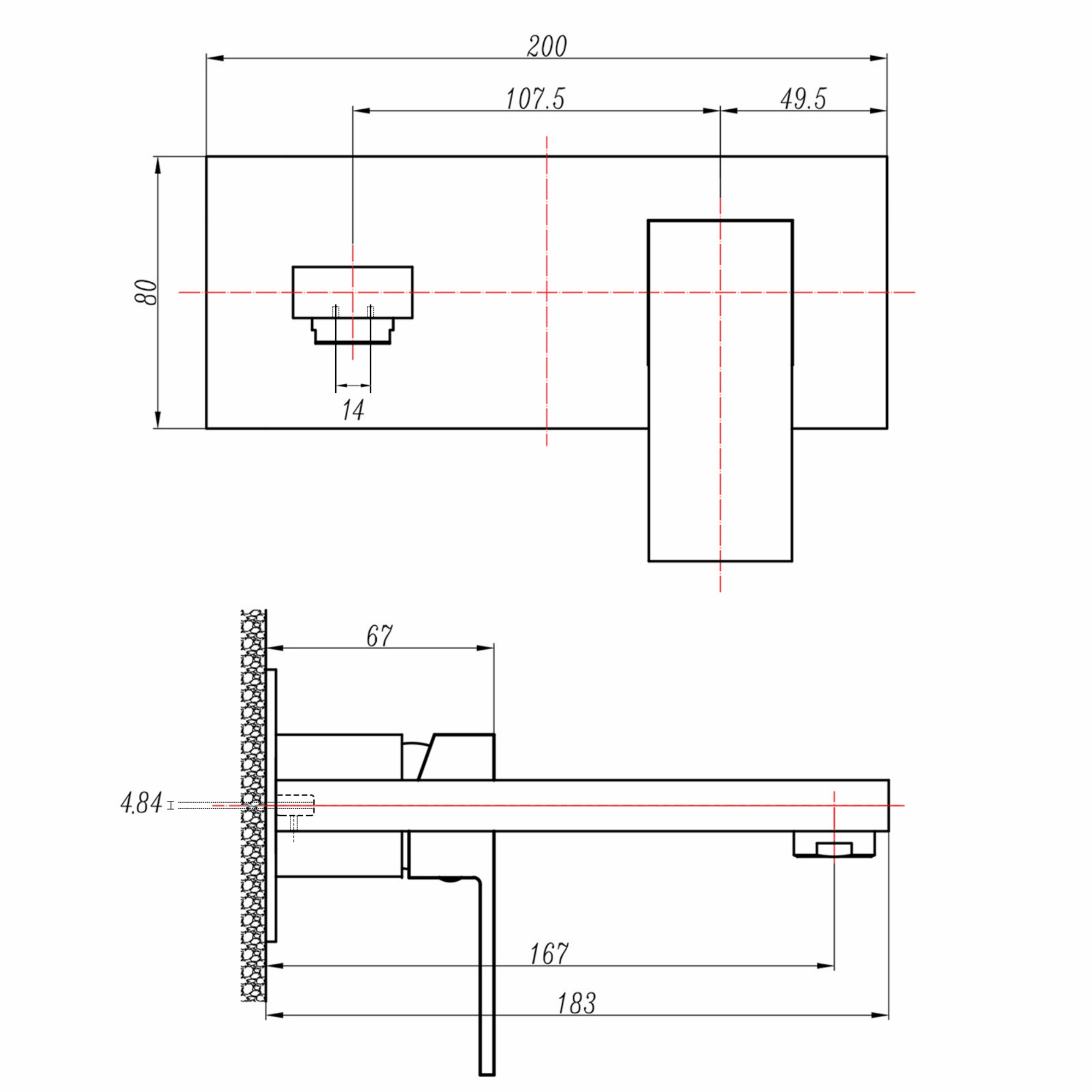 Square Brass Bathroom Basin Sink Vanity Wall Mixer Tap Set Bathtub Shower Outlet Water Spout Faucet Chrome/Matte Black