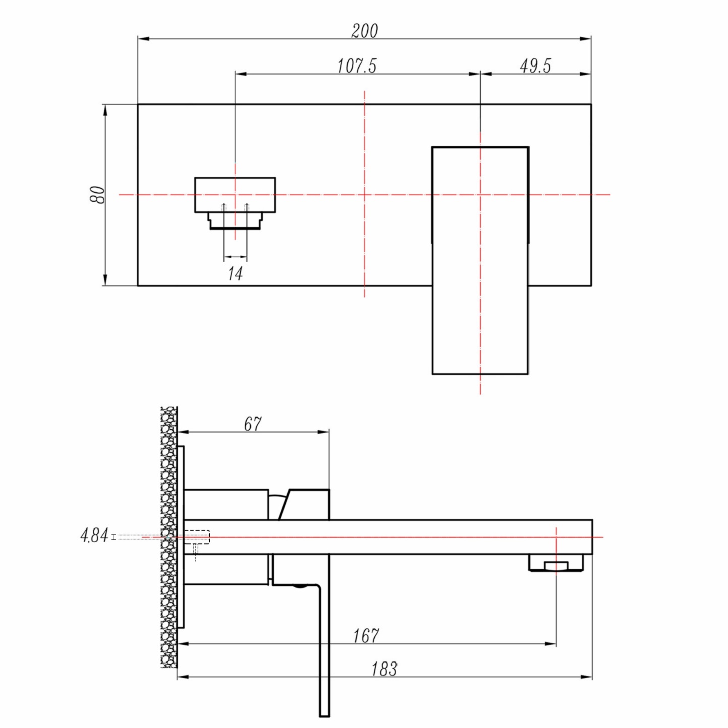 Square Brass Bathroom Basin Sink Vanity Wall Mixer Tap Set Bathtub Shower Outlet Water Spout Faucet Chrome/Matte Black
