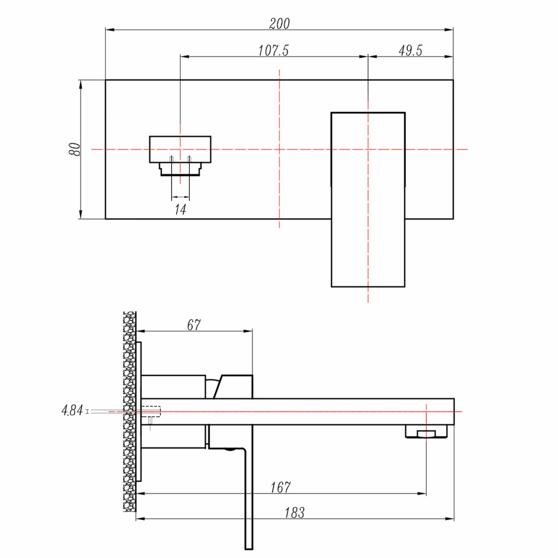 Square Brass Bathroom Basin Sink Vanity Wall Mixer Tap Set Bathtub Shower Outlet Water Spout Faucet Chrome/Matte Black