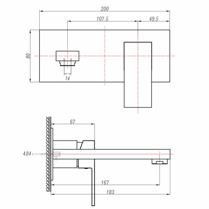 Square Brass Bathroom Basin Sink Vanity Wall Mixer Tap Set Bathtub Shower Outlet Water Spout Faucet Chrome/Matte Black