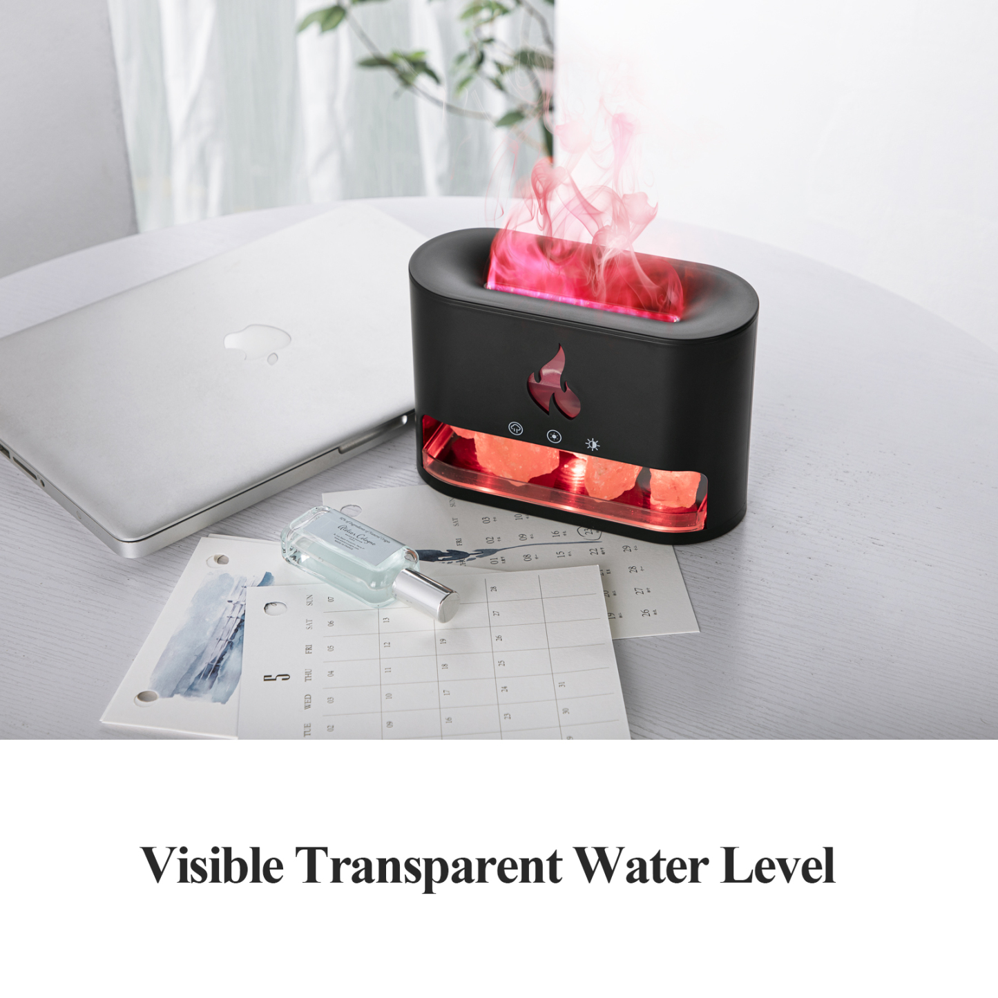 4 Colors LED Flame Salt Stone Aroma Diffuser Essential Oil Ultrasonic Humidifier