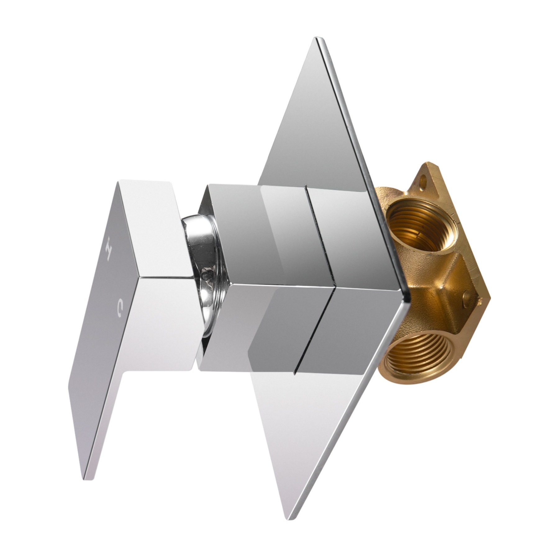 Square Brass Built-in Bath Shower Mixer Tap Bathroom Basin Sink Flick Mixer Tap Chrome / Matte Black / Brushed Yellow Gold / Gunmetal Grey