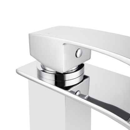 Bathroom Basin Square Tall Mixer Tap Laundry Sink Vanity Counter Top Waterfall Spout Faucet Chrome/Black