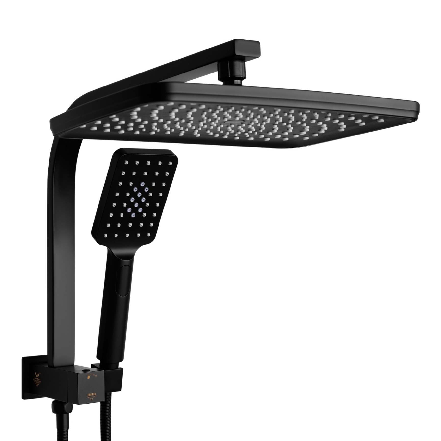 Rectangle 12“ Rainfall Shower Head Set Chrome Twin Shower 3 Function Hand-held Shower Head Shower Arm