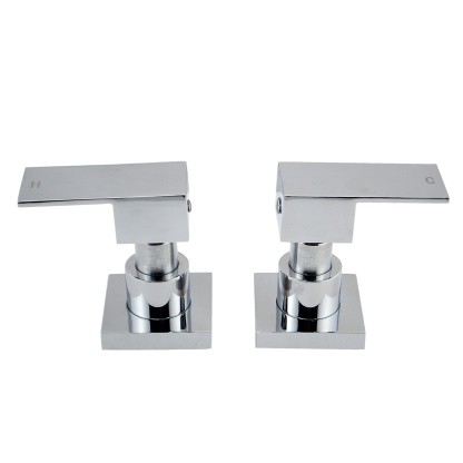 1/4 Bathroom Square Wall Mounted Twin Shower Taps Bath Basin Sink Hot Cold Mixer Taps Chrome/Matte Black/Gunmetal Grey