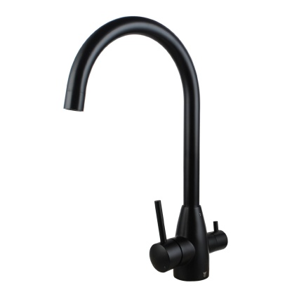 Round 3 Way Swivel Kitchen Sink Mixer Tap Pure Drinking Water Spout Faucet Brushed Nickel/Black