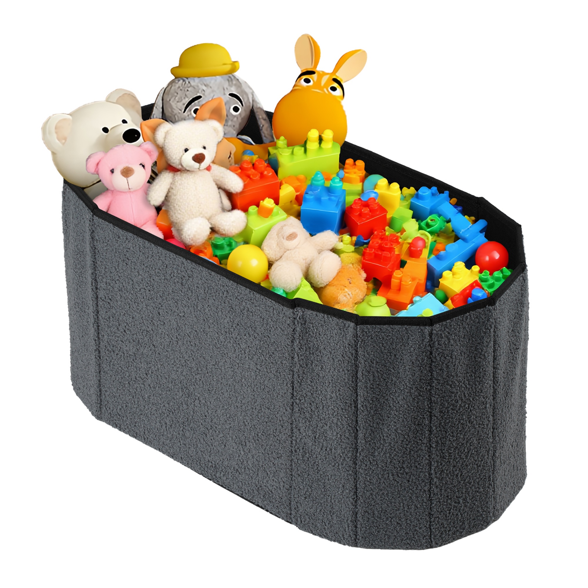 Folding Storage Ottoman Bench Oval Toy Blanket Organizer Box Footstool Pouf Seat 