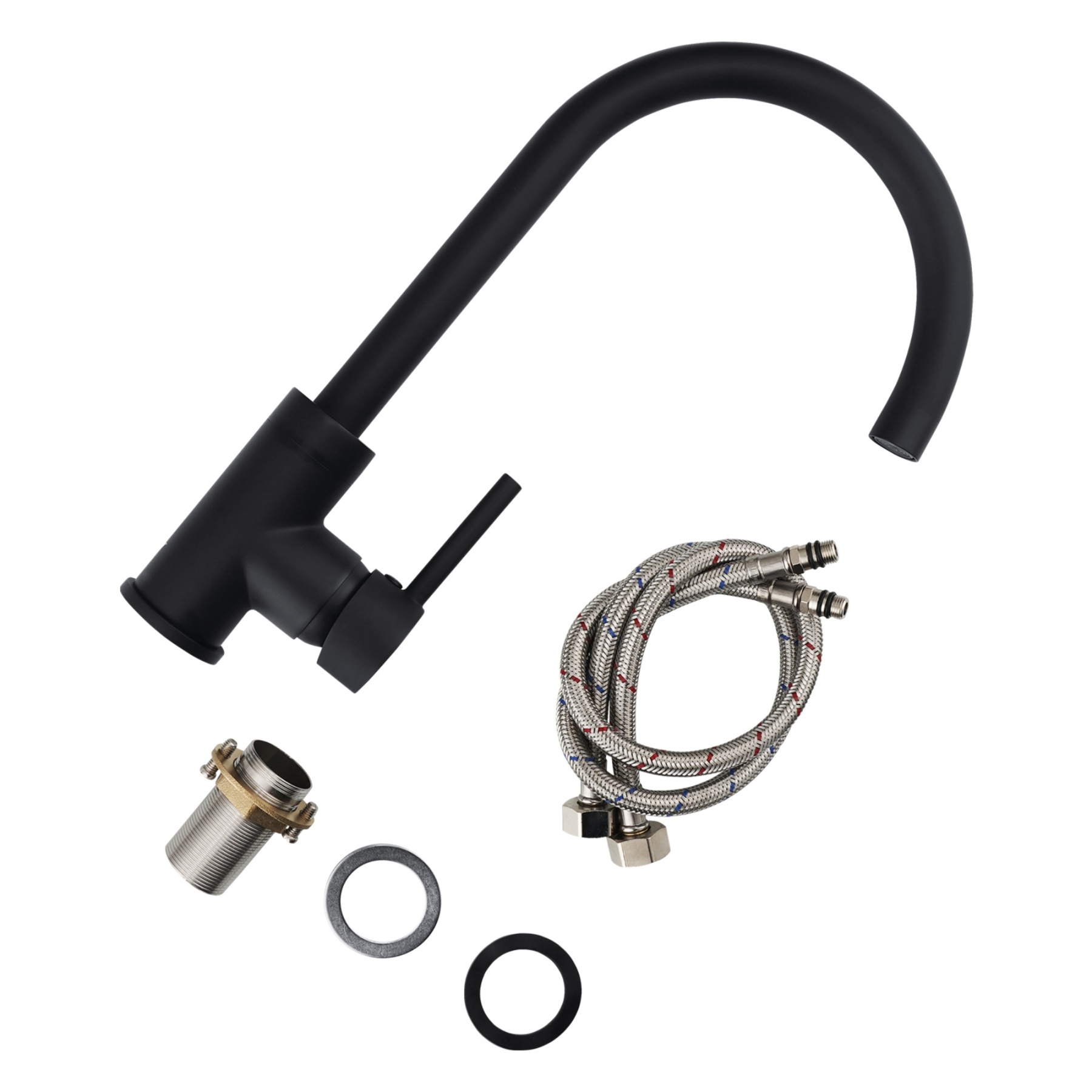 360° Swivel Spout Brass Kitchen Mixer Tap Round Laundry Basin Sink Faucet Chrome/Matte Black/Brushed Nickel