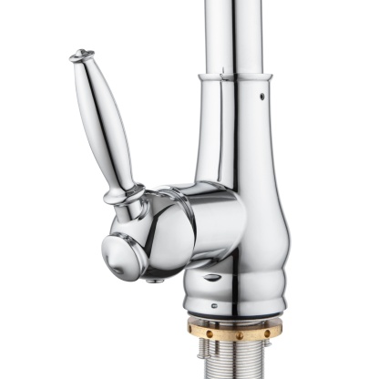 Round Pull-Out Kitchen Laundry Sink Mixer Tap 2 Function Spray 360° Swivel Faucet Chrome/Black