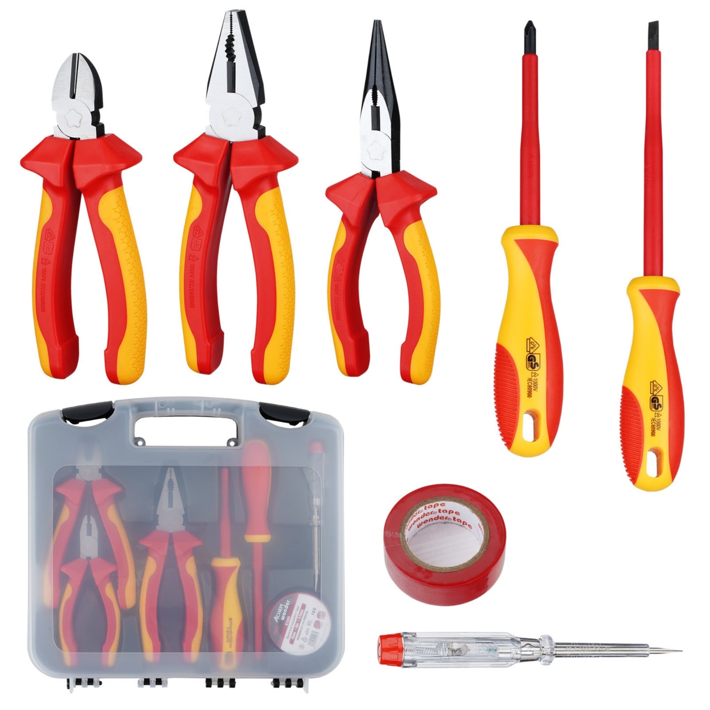 7PCs Insulated Electrician Tools Set Portable Linesman Pliers Screwdrivers Hand Tools Kit 1000V Vde