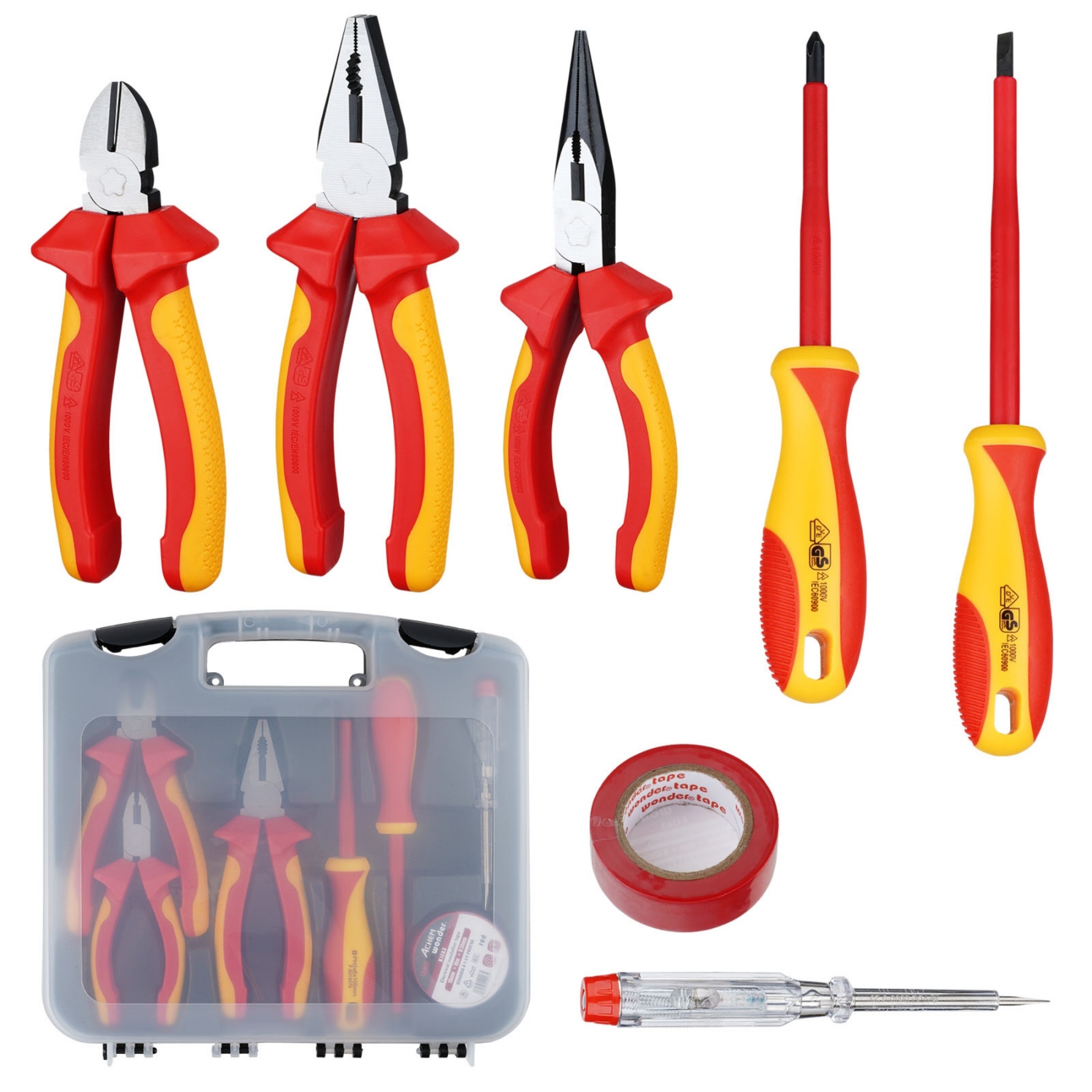 7PCs Insulated Electrician Tools Set Portable Linesman Pliers Screwdrivers Hand Tools Kit 1000V Vde