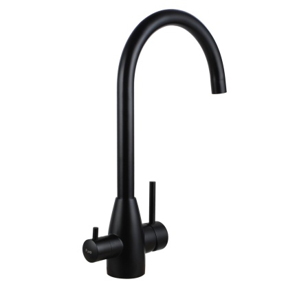 Round 3 Way Swivel Kitchen Sink Mixer Tap Pure Drinking Water Spout Faucet Brushed Nickel/Black