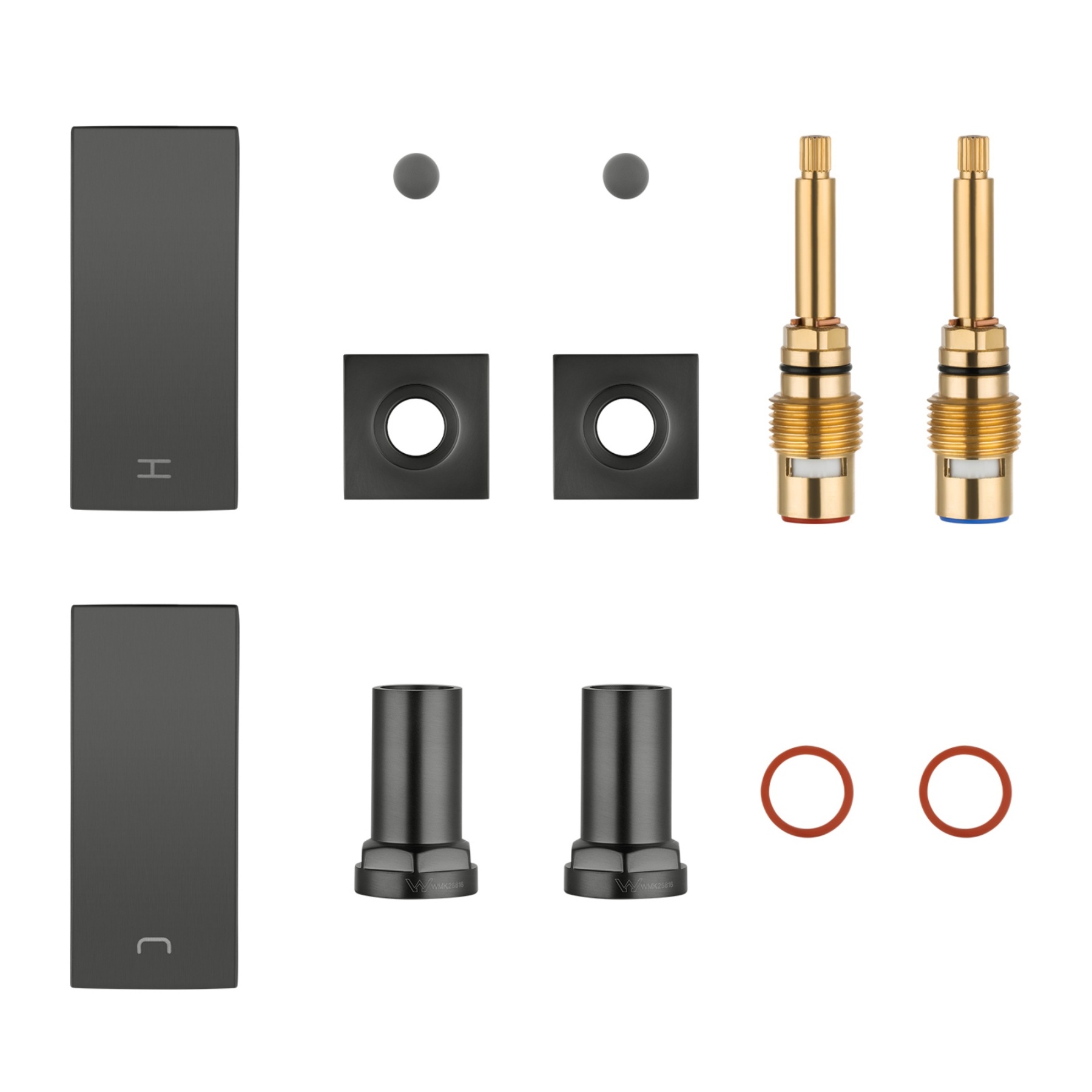 1/4 Bathroom Square Wall Mounted Twin Shower Taps Bath Basin Sink Hot Cold Mixer Taps Chrome/Matte Black/Gunmetal Grey