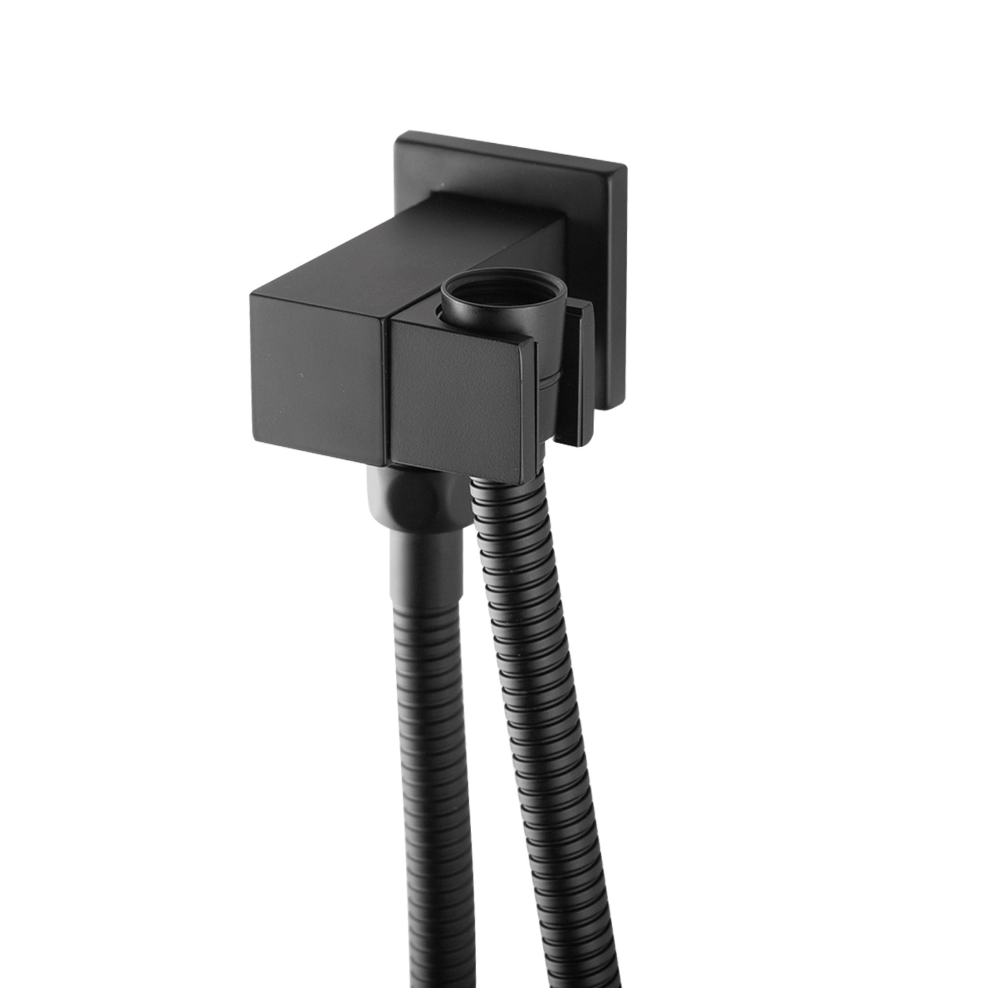 Bathroom Wall Mounted Square Swivel Handheld Shower Head Holder Bracket 1.5m Shower Hose Inlet Connector Chrome/Black