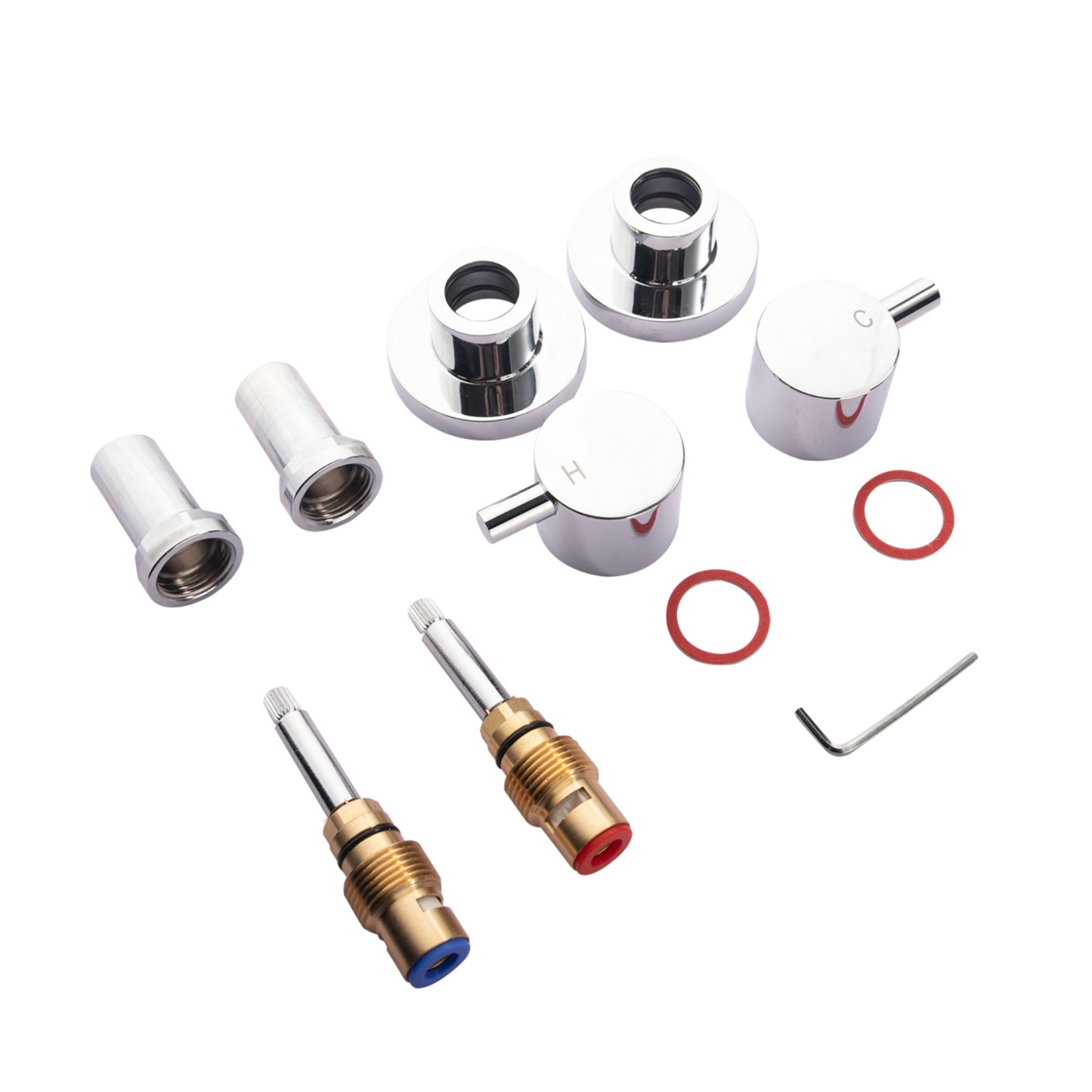 Round Brass Modern Design Twin Wall Tap Assembles