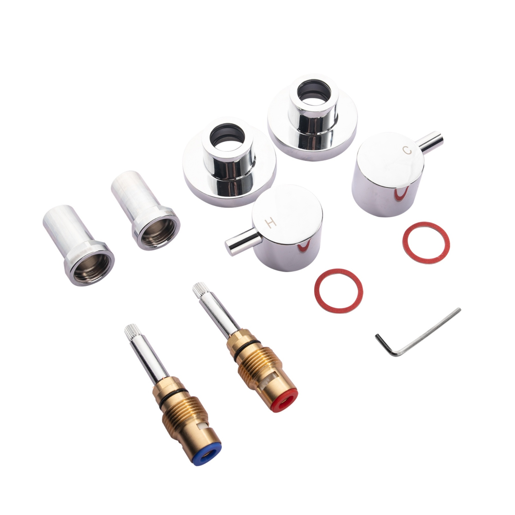 Round Brass Modern Design Twin Wall Tap Assembles