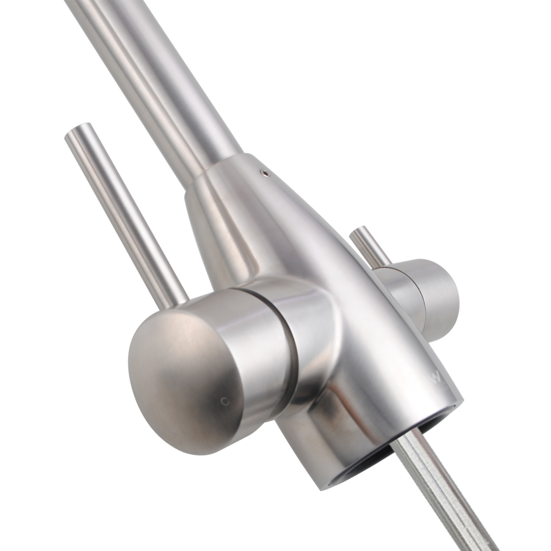 Round 3 Way Swivel Kitchen Sink Mixer Tap Pure Drinking Water Spout Faucet Brushed Nickel/Black