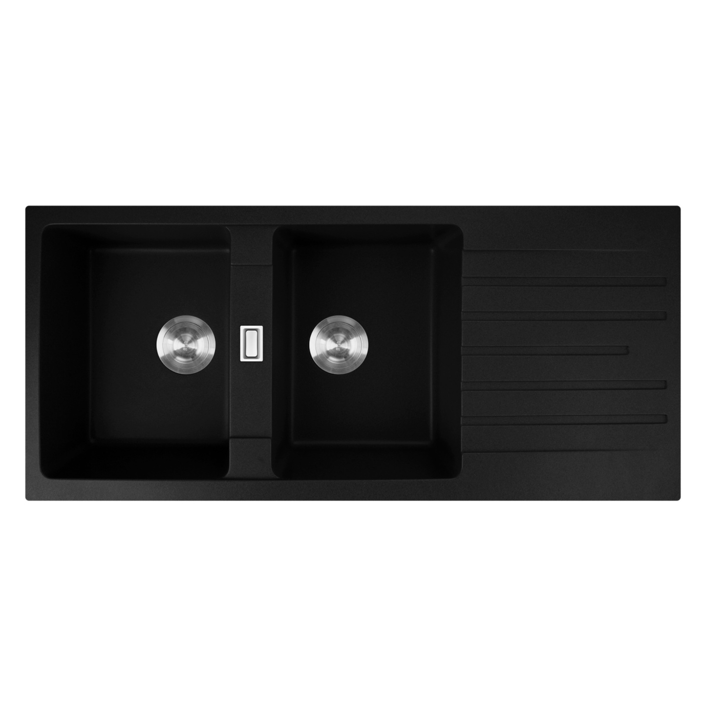 1160mm Granite Quartz Stone Kitchen Sink Double Bowls Drainboard Drainer Under/Top-Mount Black/White