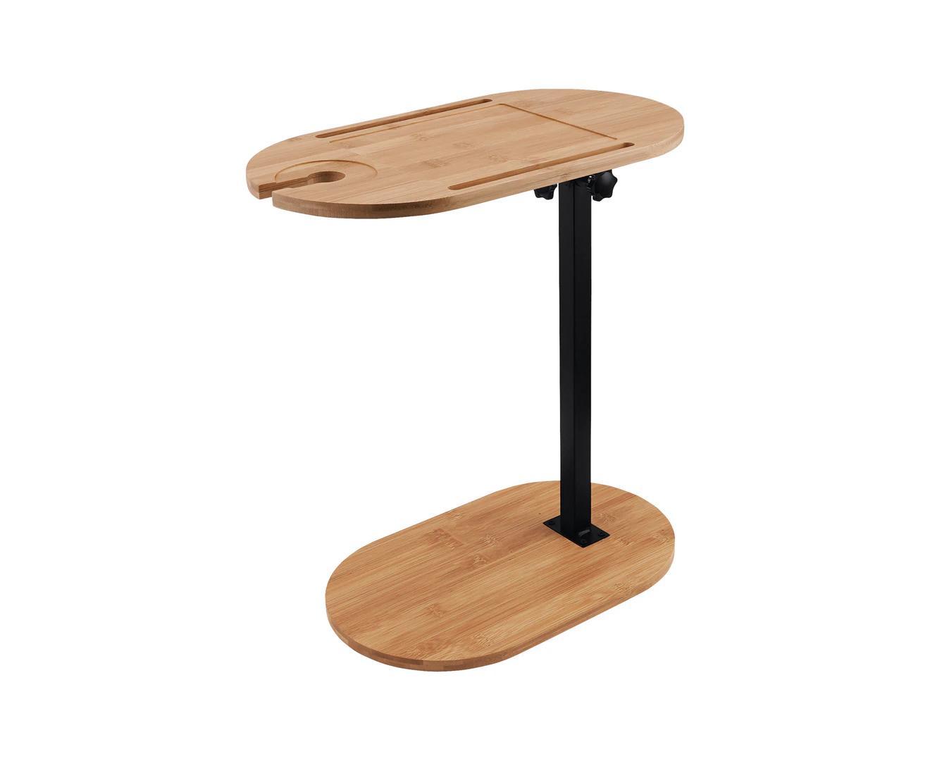 Rotating Bathtub Side Table Tray Stand Bamboo Bath Rack Wine Glass Phone Holder