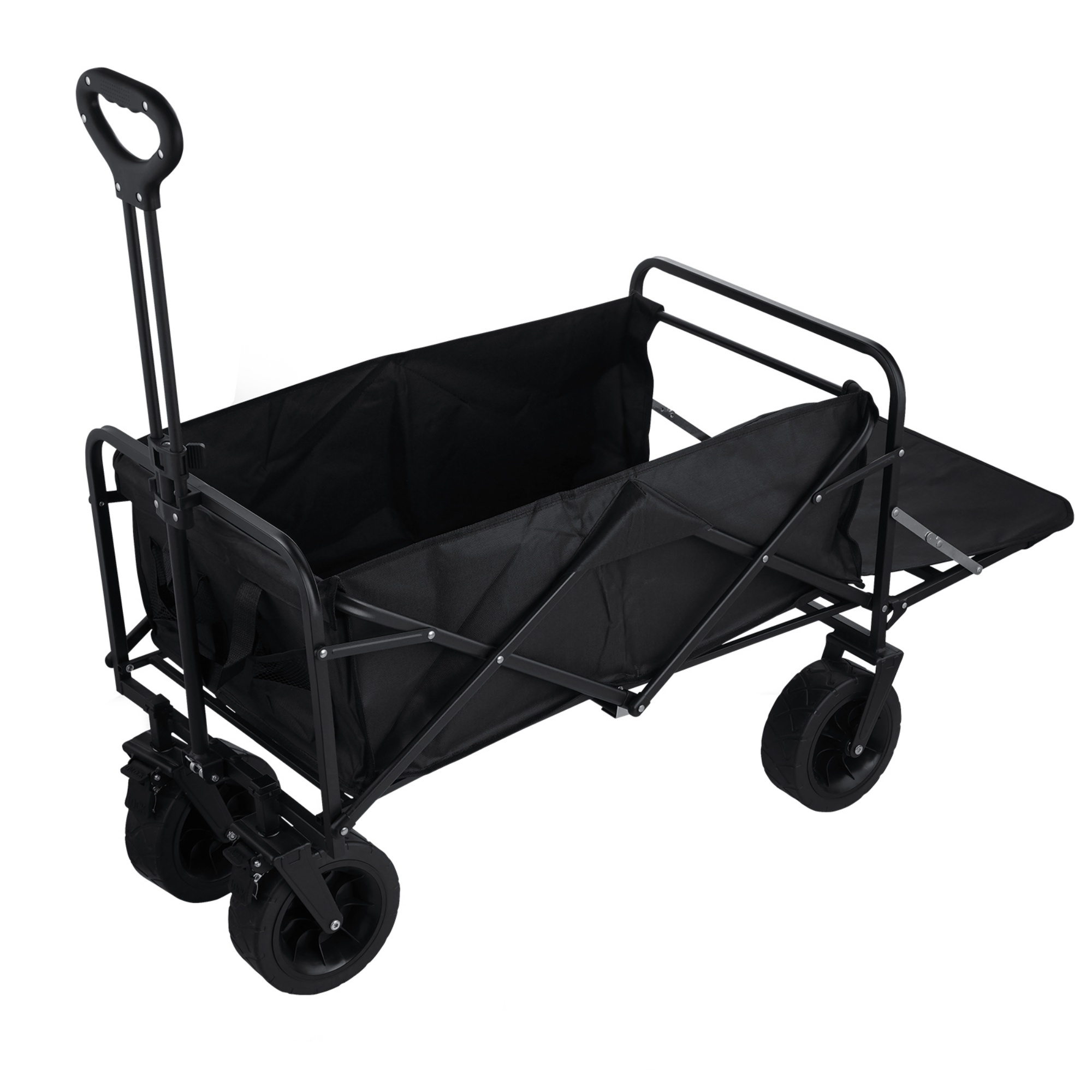 Outdoor Foldable Wagon Cart Extended Beach Garden Trolley Tabletop Lockable Wheels