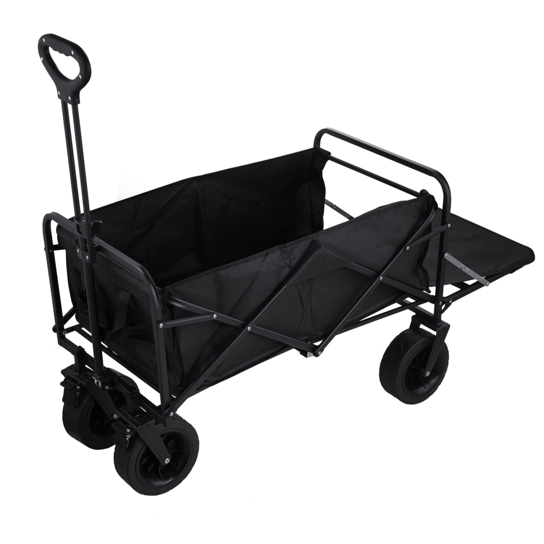 Outdoor Foldable Wagon Cart Extended Beach Garden Trolley Tabletop Lockable Wheels