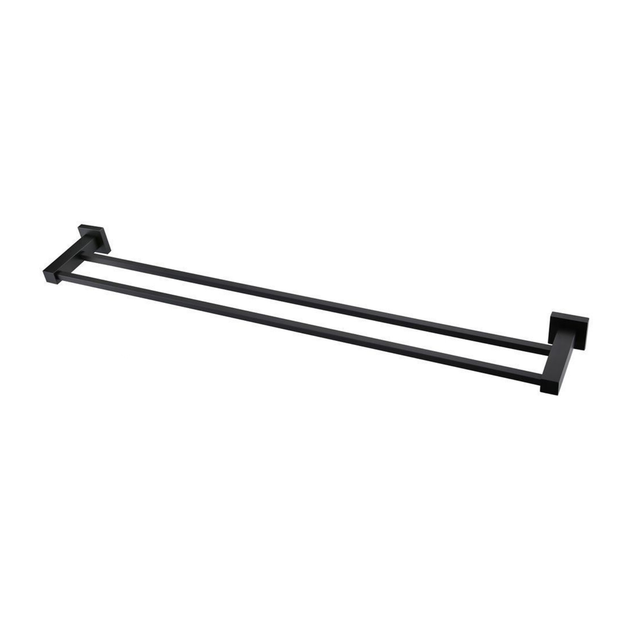800mm Square Stainless Steel Bathroom Double Bars Towel Rail Rack Wall Mounted Clothes Hanger Holder Chrome/Black