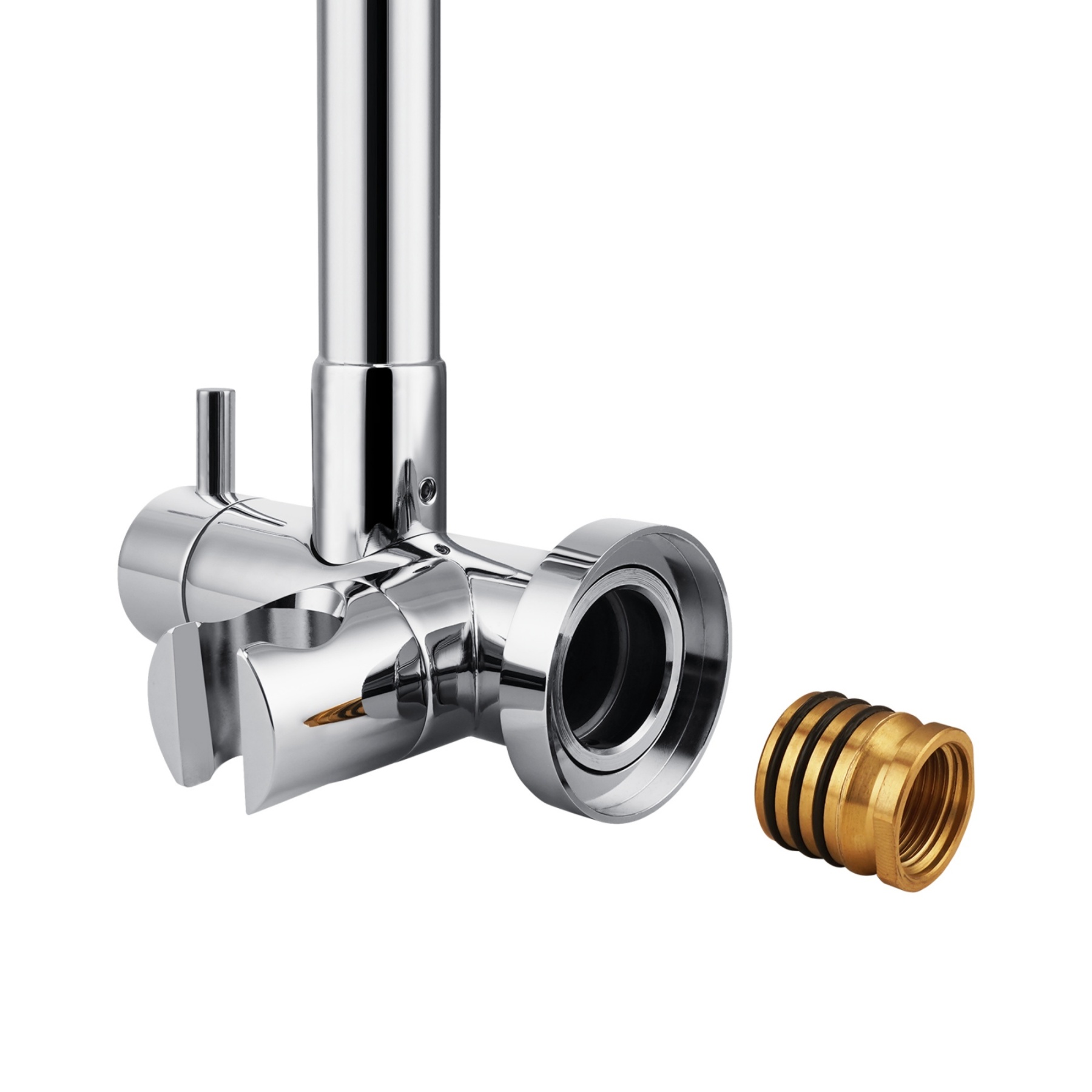 Chrome Twin Rail Shower Body Round Gooseneck Shower Wall Arm 1.5m Water Hose