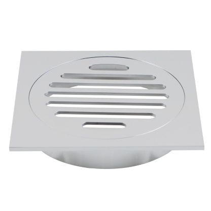 110mm Square Brass Bathroom Shower Drain Floor Waste Laundry Floor Water Outlet Chrome/Matte Black