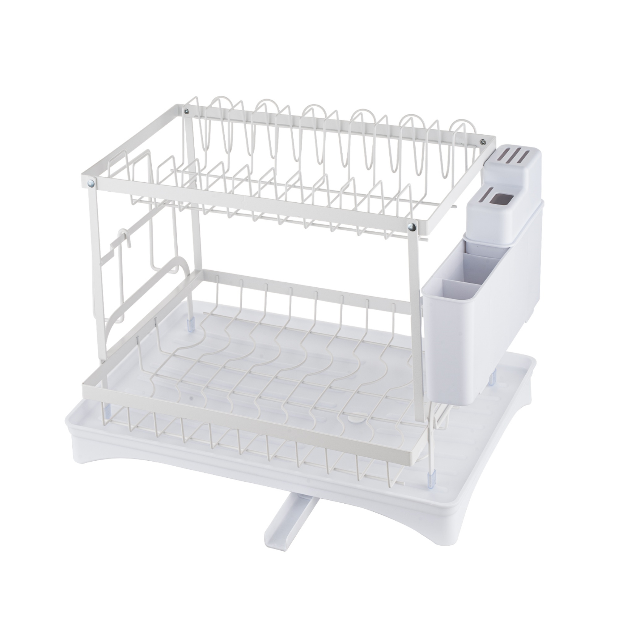 Kitchen Sink Drain Storage Rack Dish Bowl Cup Cutlery Drying Holder Black / White