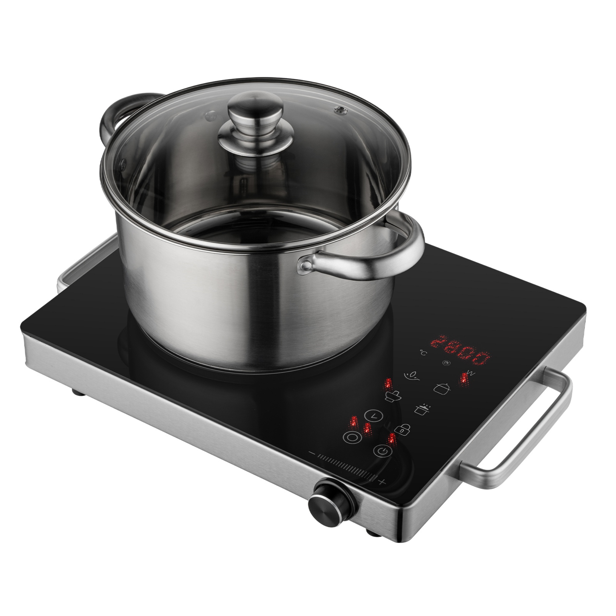3 Function 2800W Black Portable Ceramic Electric Induction Cooktop Kitchen Hob Plate Stove Touch Knob Control 