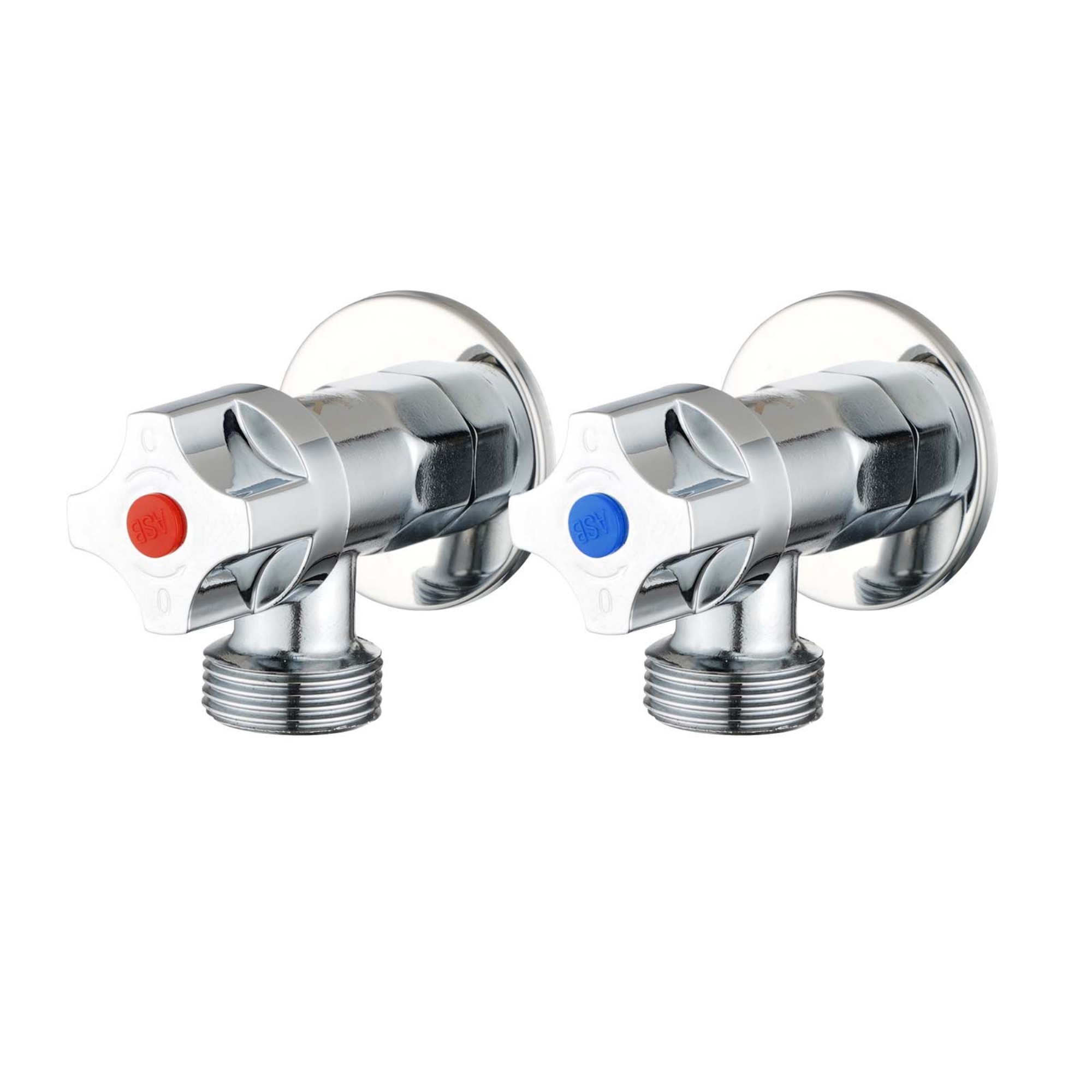 Round Brass Pair Laundry Washing Machine Taps 1/4 Turn Wall Twin Taps Hot and Cold Water Taps Chrome / Black