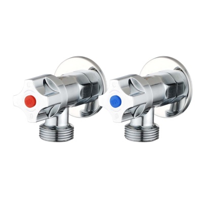 Round Brass Pair Laundry Washing Machine Taps 1/4 Turn Wall Twin Taps Hot and Cold Water Taps Chrome / Black