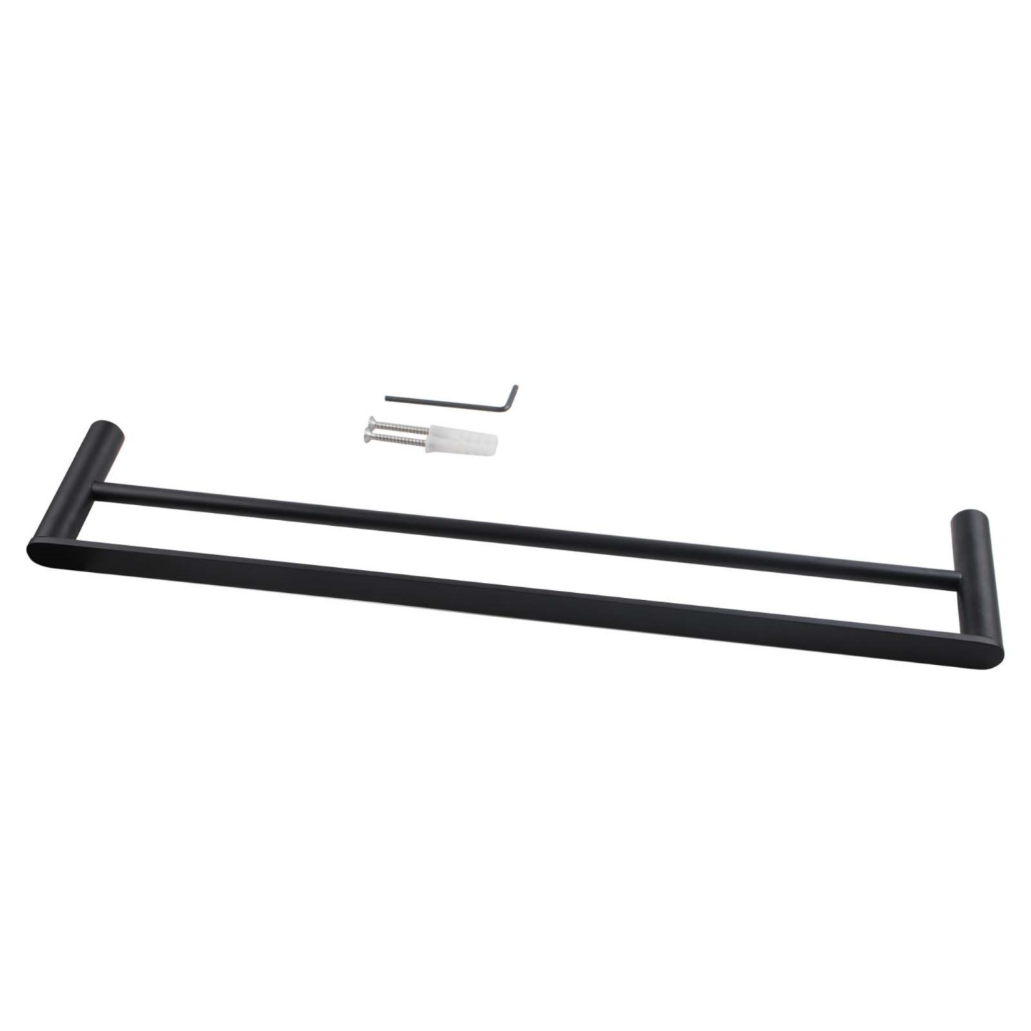 600mm Round Stainless Steel Double Towel Rail Bathroom Wall Mounted 2 Bar Clothes Towel Hanger Holder Chrome/Matte Black/Black Rose Gold