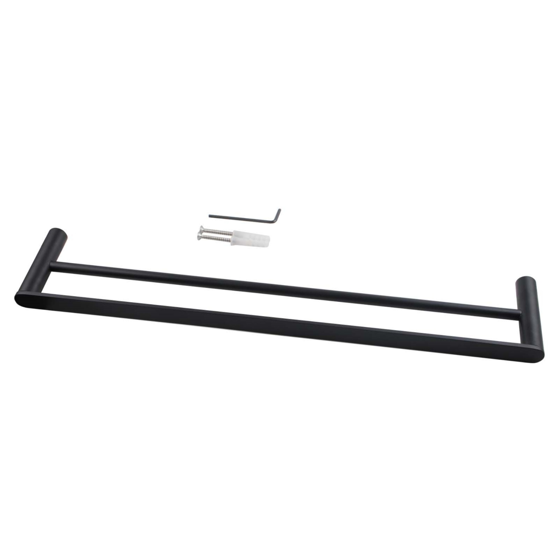 600mm Round Stainless Steel Double Towel Rail Bathroom Wall Mounted 2 Bar Clothes Towel Hanger Holder Chrome/Matte Black/Black Rose Gold