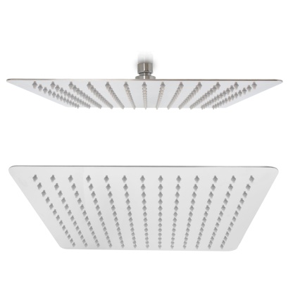 12'' Bathroom Square Rainfall Twin Shower Set 300mm Super Thin Overhead Shower Head 3 Function Hand-held Shower Rose Gooseneck Shower Arm Gooseneck Twin Shower