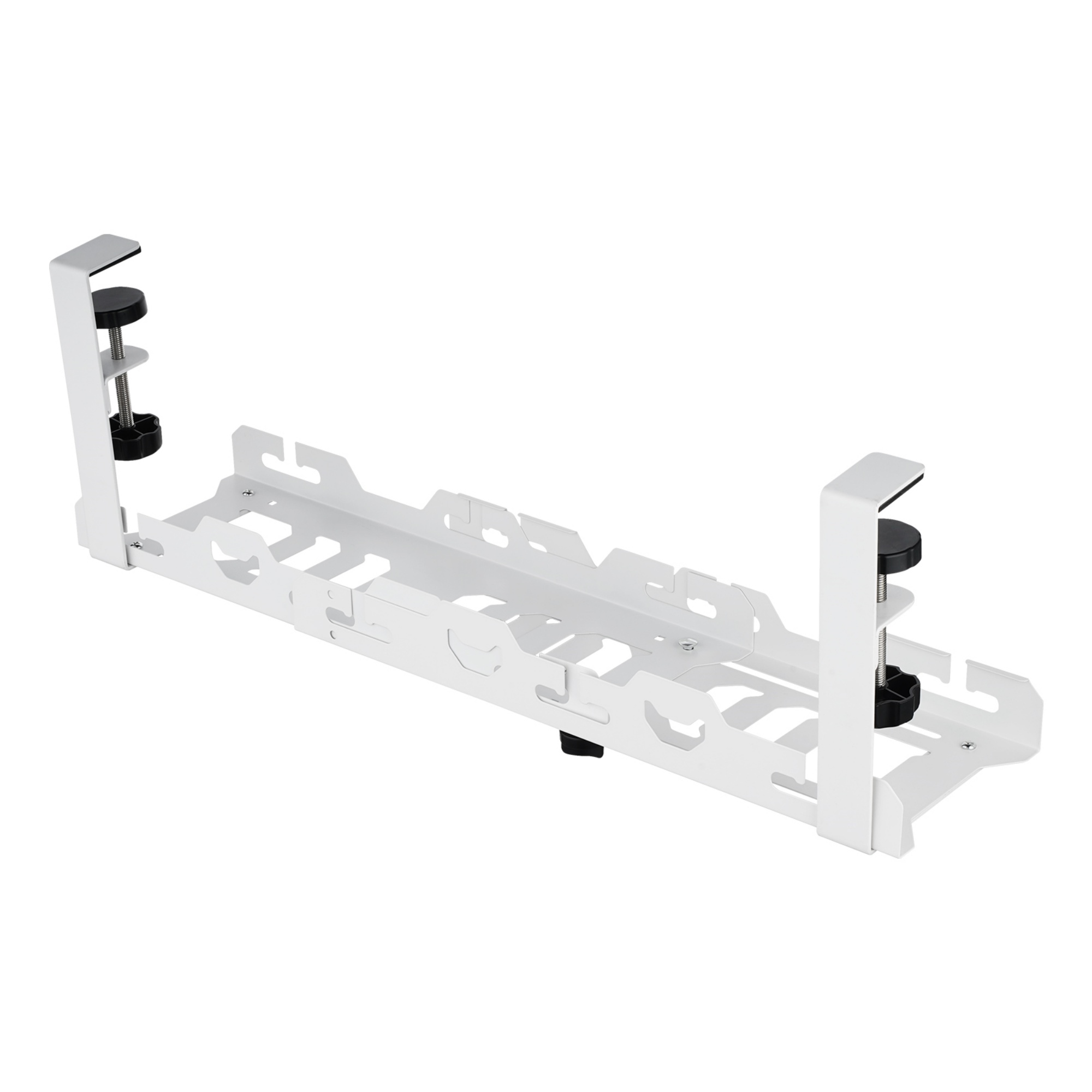 Extendable 45-72cm Under Desk Cable Management Tray Single Layer Cord Wire Power Holder Organizer White/Black