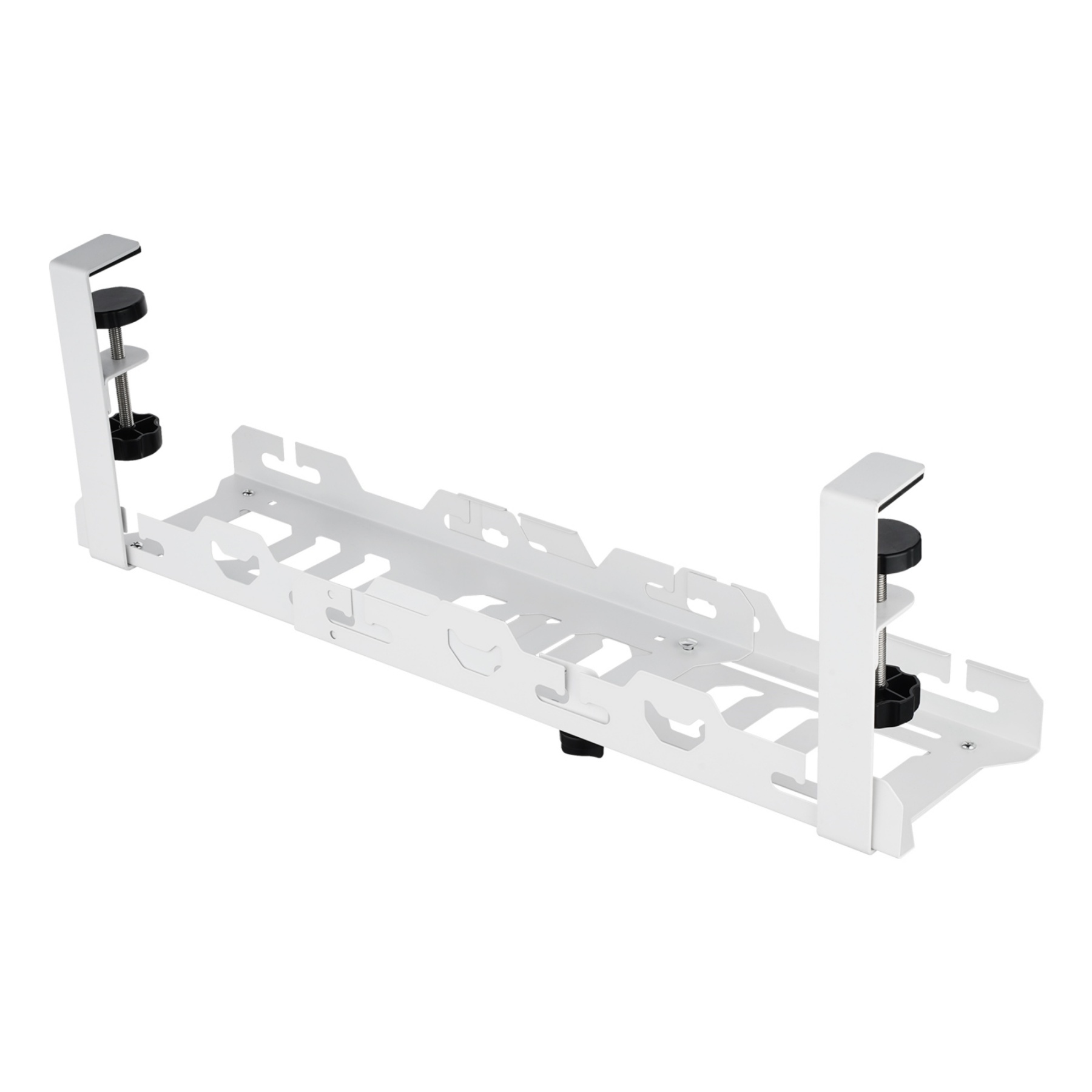 Extendable 45-72cm Under Desk Cable Management Tray Single Layer Cord Wire Power Holder Organizer White/Black