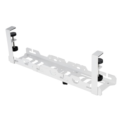 Extendable 45-72cm Under Desk Cable Management Tray Single Layer Cord Wire Power Holder Organizer White/Black