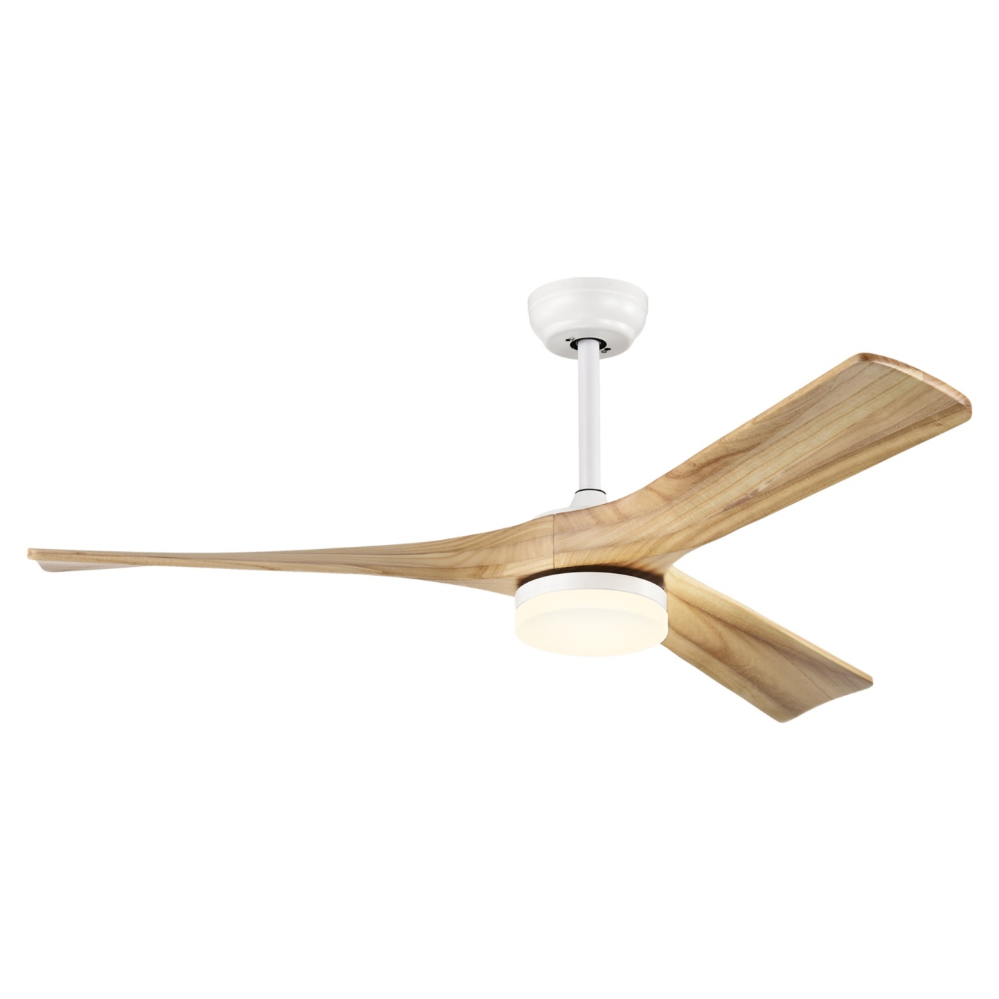 3 Timber Wooden Blades Ceiling Fan Indoor/Outdoor 6 Speed Reversible LED Light Remote Control Matt White & Natural/Matt Black & Mahogany