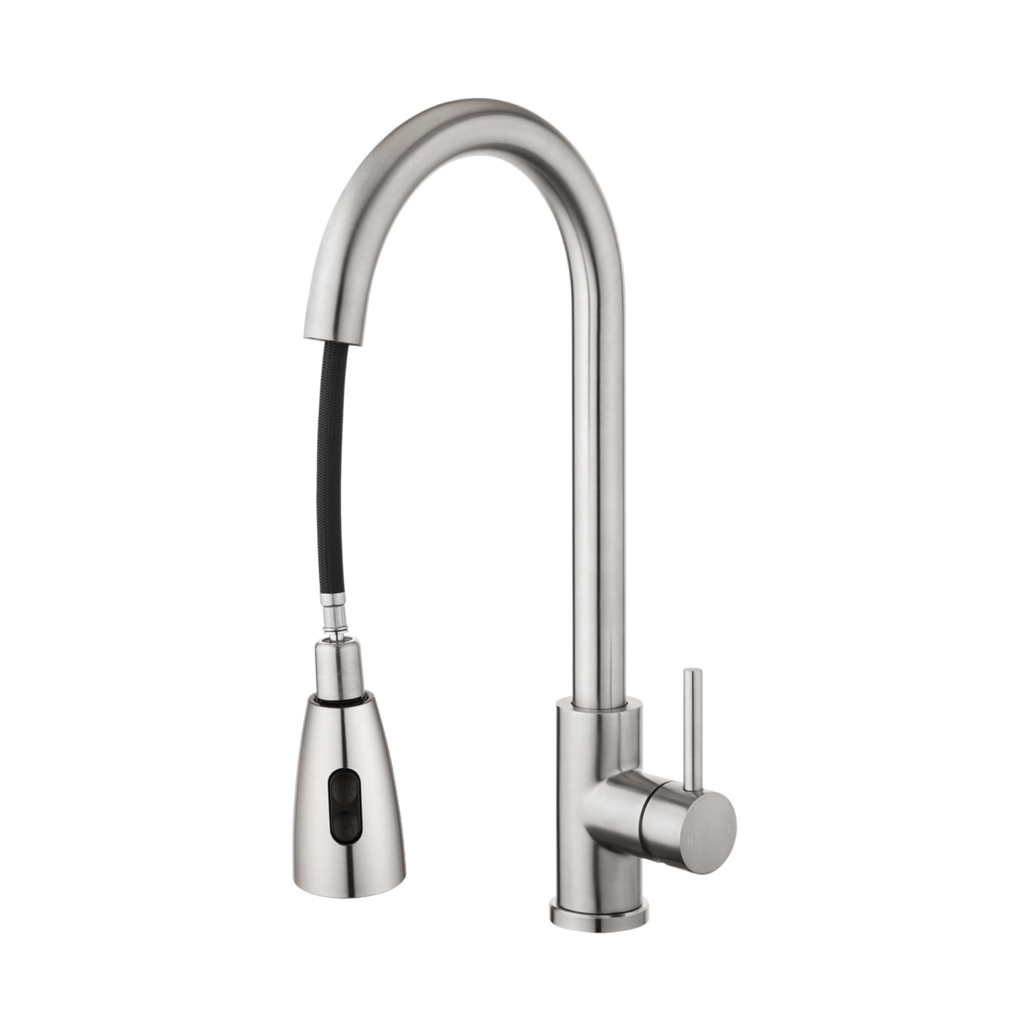 Stainless Steel 2 Function Gooseneck Pull-Out Kitchen Sink Mixer Tap 360° Swivel Laundry Basin Spout Faucet Brushed/Black