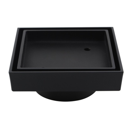115mm Solid Brass Tile Insert Shower Floor Waste Bathroom Square Great Drain Water Outlet Matte Black