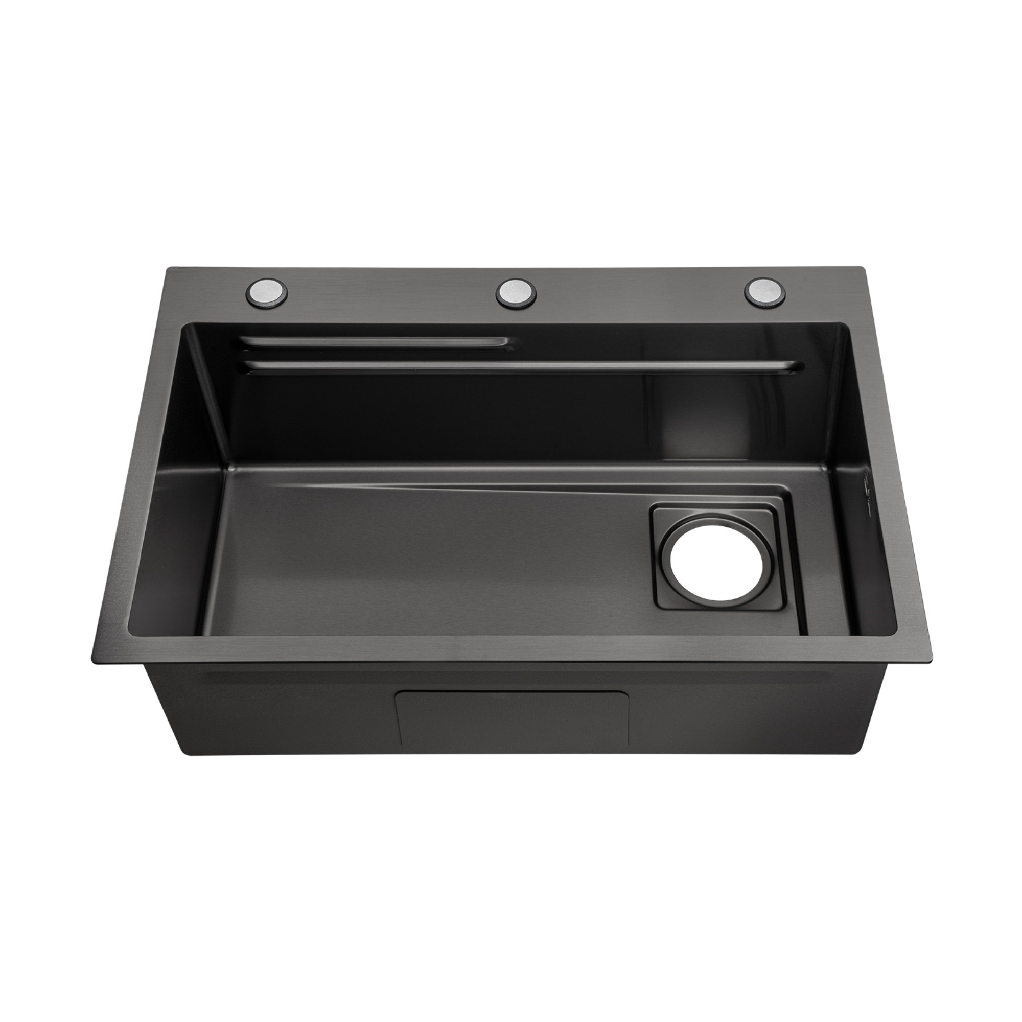 Stainless Steel Single Bowl Counter Top Control Kitchen Sink Smart Drainage Detachable Colander Satin Brush/Dark Grey/Yellow Gold