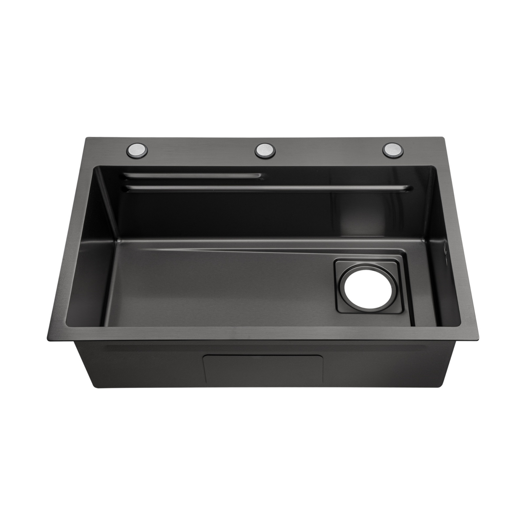 Stainless Steel Single Bowl Counter Top Control Kitchen Sink Smart Drainage Detachable Colander Satin Brush/Dark Grey/Yellow Gold