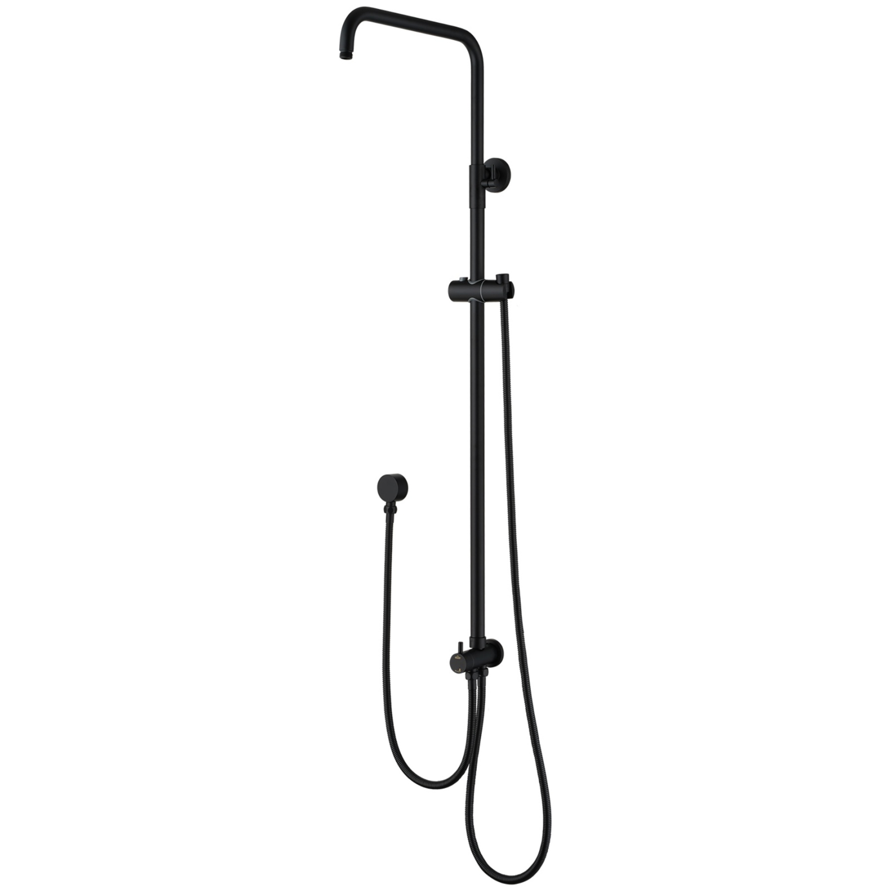 Bathroom Wall Mounted Round Gooseneck Adjustable Twin Shower Rail Body Wall Arm Shower Hose Diverter Sliding Rail Chrome/Matte Black